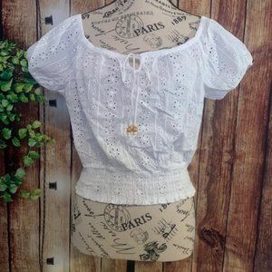 White Eyelet Crop Top